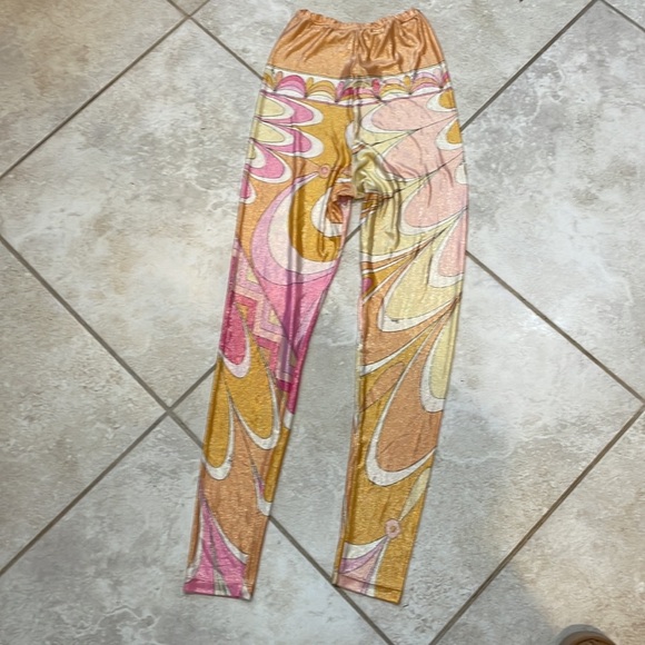 Rare! Vintage Early 90’s Emilio Pucci Shiny Psychadelic Print Leggings M - Picture 9 of 13